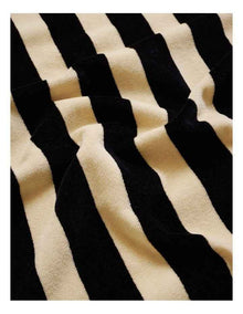 Reverse Stripe Terry Beach Towel in Black