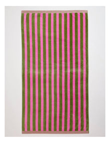 Reverse Stripe Terry Beach Towel in Olive