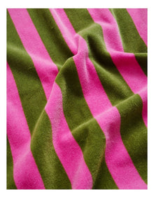 Reverse Stripe Terry Beach Towel in Olive