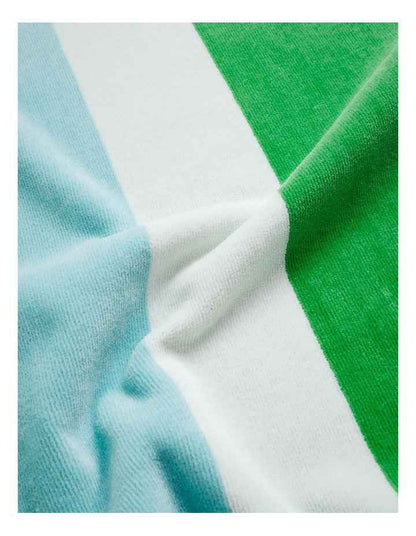 Chunky Reverse Stripe Velour Beach Towel in Green/Blue