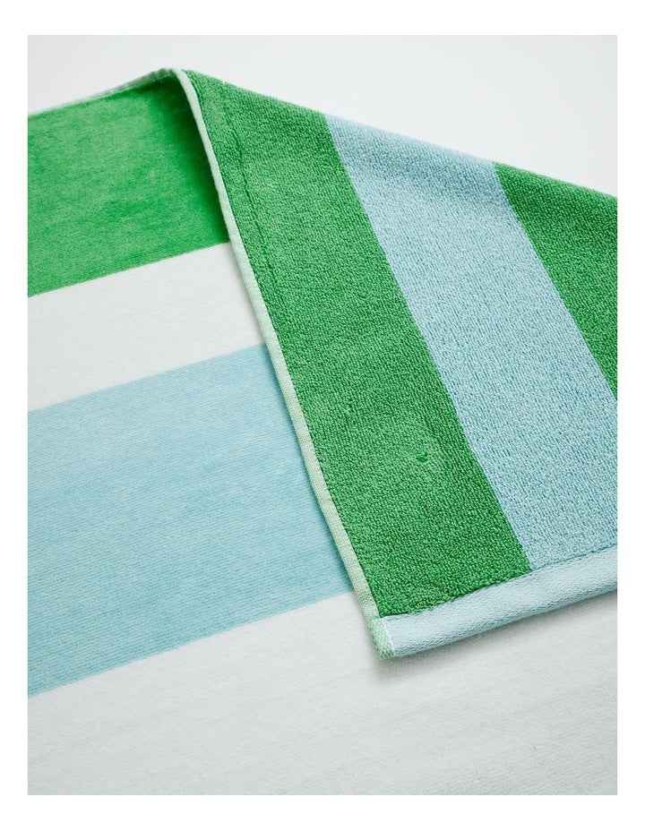 Chunky Reverse Stripe Velour Beach Towel in Green/Blue
