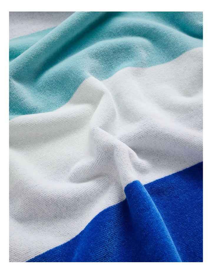 Chunky Reverse Stripe Velour Beach Towel in Blue