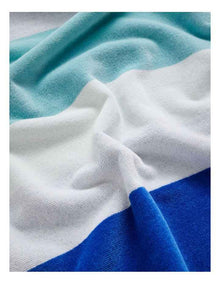 Chunky Reverse Stripe Velour Beach Towel in Blue