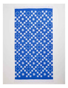 Summer Check Terry Beach Towel in Blue