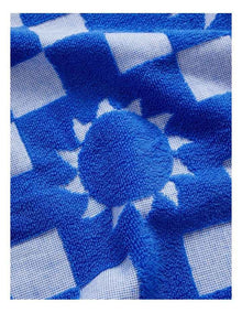 Summer Check Terry Beach Towel in Blue