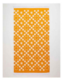 Summer Check Terry Beach Towel in Mustard