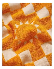 Summer Check Terry Beach Towel in Mustard