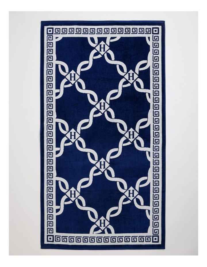 Monogram Beach Towel in Navy