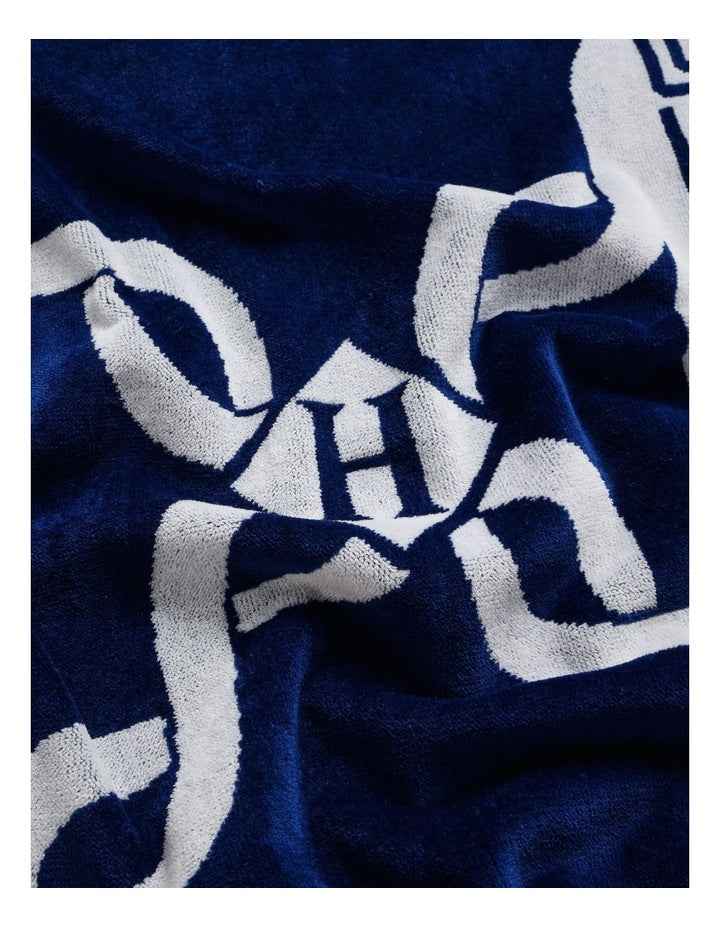 Monogram Beach Towel in Navy
