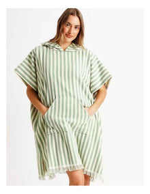 Marco Stripe Adult Beach Poncho in Sage