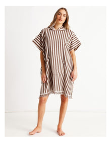 Marco Stripe Adult Beach Poncho in Cinnamon