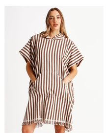 Marco Stripe Adult Beach Poncho in Cinnamon