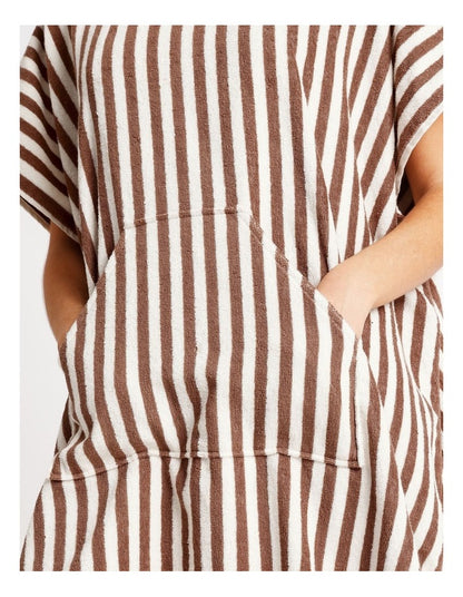Marco Stripe Adult Beach Poncho in Cinnamon