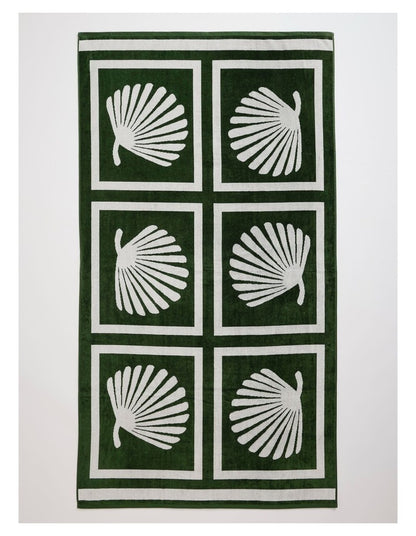 Fan Palm Tile Beach Towel in Green