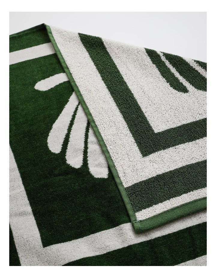 Fan Palm Tile Beach Towel in Green