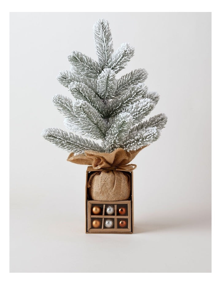 Harvest Christmas Flocked Douglas Fir Tabletop Tree with DIY Ornaments 46cm in Bronze