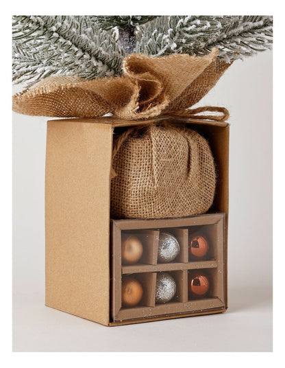 Harvest Christmas Flocked Douglas Fir Tabletop Tree with DIY Ornaments 46cm in Bronze