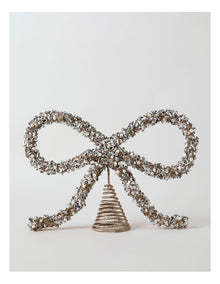 Luxe Christmas Plastic Bow Topper 23cm in Gold/Silver