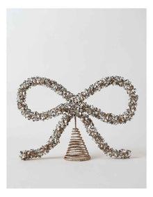 Luxe Christmas Plastic Bow Topper 23cm in Gold/Silver