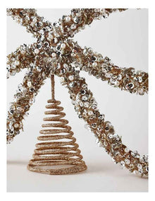 Luxe Christmas Plastic Bow Topper 23cm in Gold/Silver