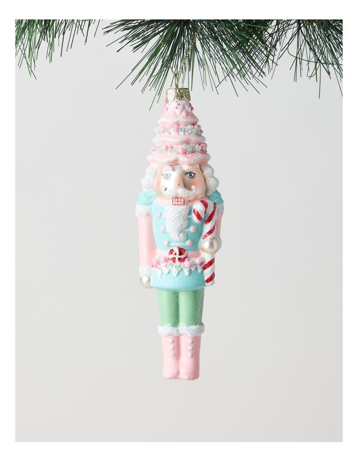 Nostalgia Christmas Glass Nutcracker Ornament 17cm in Multicolour