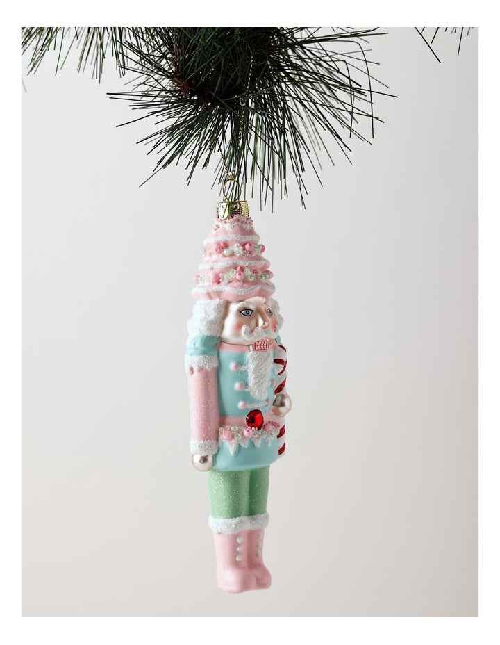 Candyland Christmas Glass Nutcracker Ornament 17cm in Multicolour
