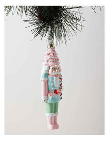 Candyland Christmas Glass Nutcracker Ornament 17cm in Multicolour