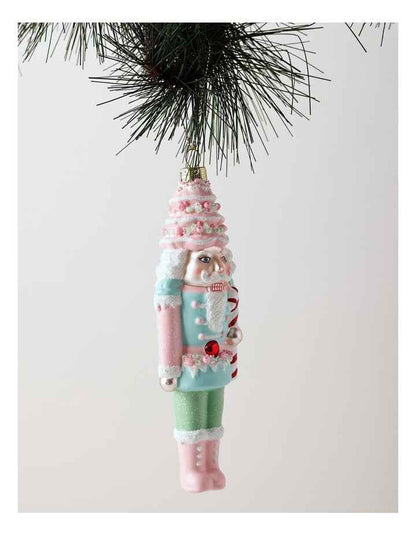 Candyland Christmas Glass Nutcracker Ornament 17cm in Multicolour