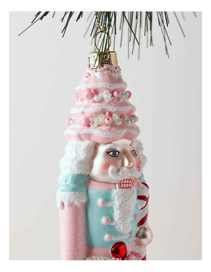 Candyland Christmas Glass Nutcracker Ornament 17cm in Multicolour