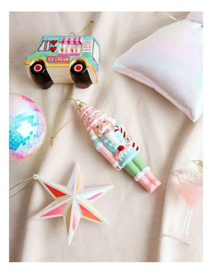 Candyland Christmas Glass Nutcracker Ornament 17cm in Multicolour