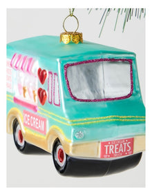 Nostalgia Christmas Glass Ice Cream Truck Ornament 11.5cm in Multicolour