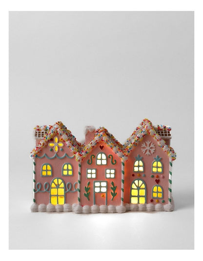 Nostalgia Christmas Resin Gingerbread House withLED 26cm in Multicolour