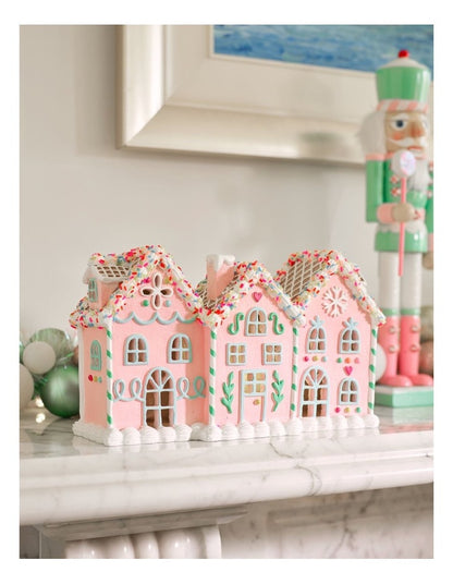 Nostalgia Christmas Resin Gingerbread House withLED 26cm in Multicolour