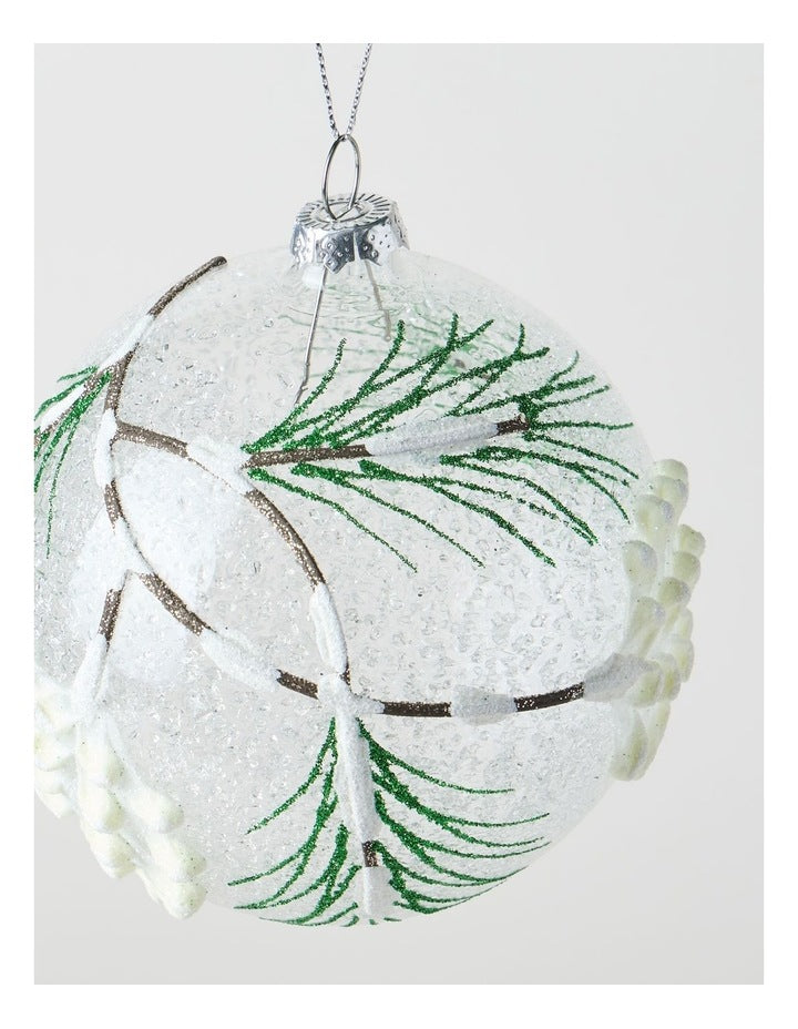 Harvest Christmas Glass Pinecone Bauble 10cm in Brown