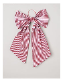 Heirloom Christmas Fabric Oversized Striped Bow Clip 53cm in Red/White