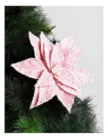 Luxe Christmas Fabric Poinsettia Pick 58cm in Pink
