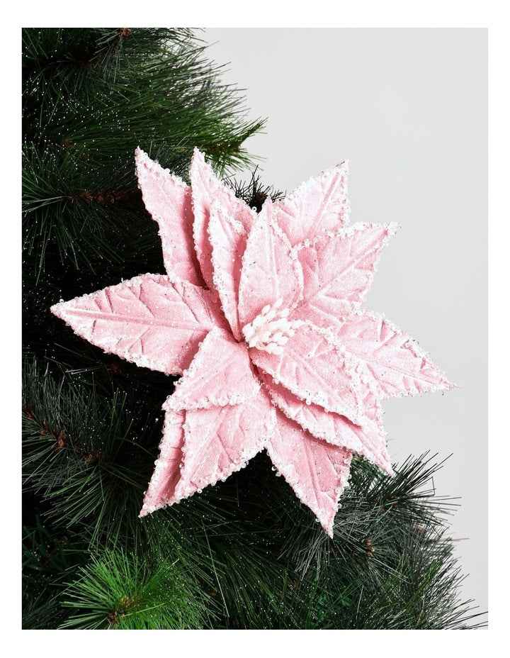 Luxe Christmas Fabric Poinsettia Pick 50cm in Pink