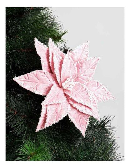 Luxe Christmas Fabric Poinsettia Pick 50cm in Pink
