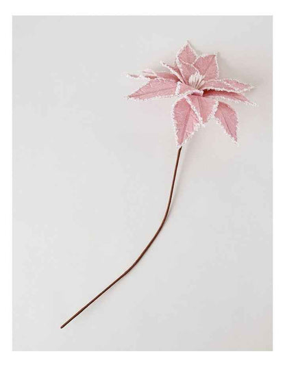 Luxe Christmas Fabric Poinsettia Pick 50cm in Pink