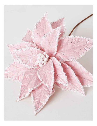 Luxe Christmas Fabric Poinsettia Pick 50cm in Pink
