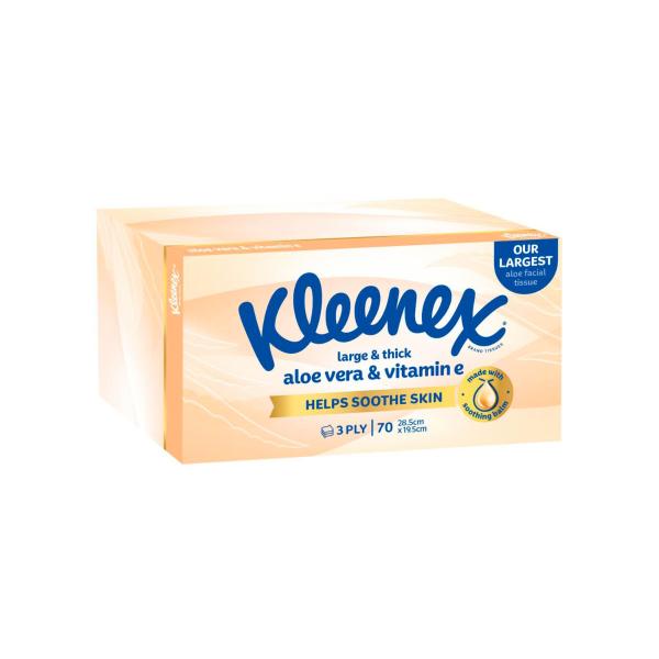 KLEENEX 3 PLY LARGE N THICK ALOE VERA FACIAL TISSUES 70 PACK