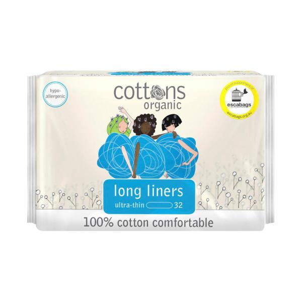 COTTONS ORGANIC LONG PANTY LINERS 32PK