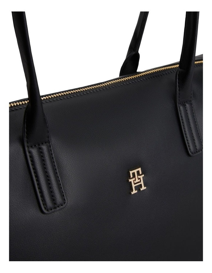 Soft TH Monogram Tote Bag in Black
