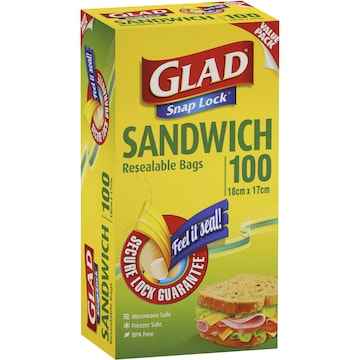 Glad Snaplock Reseal Sandwich Bags 100 pack