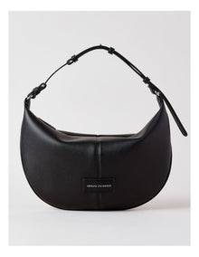 Black Leather Crescent Shoulder Bag