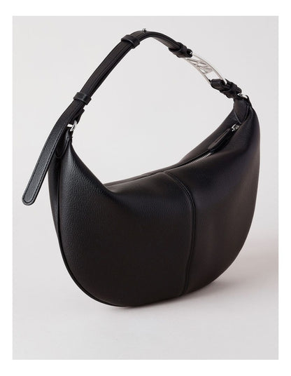 Black Leather Crescent Shoulder Bag