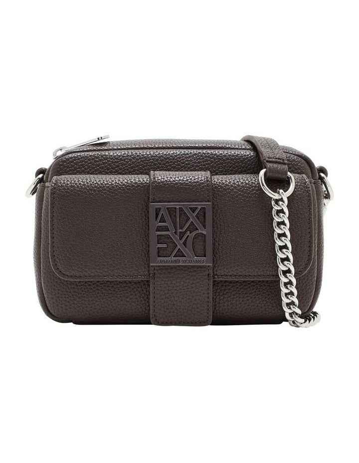 Textured Leather Crossbody Bag - Dark Brown