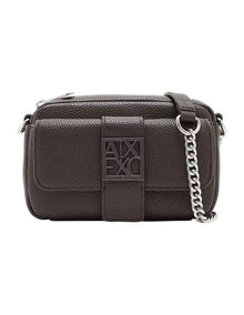 Textured Leather Crossbody Bag - Dark Brown