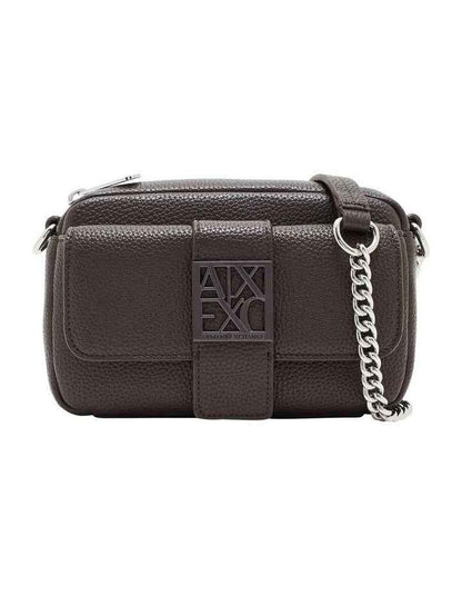Textured Leather Crossbody Bag - Dark Brown