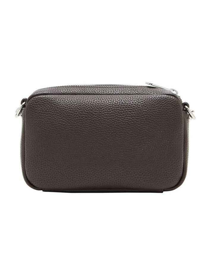 Textured Leather Crossbody Bag - Dark Brown